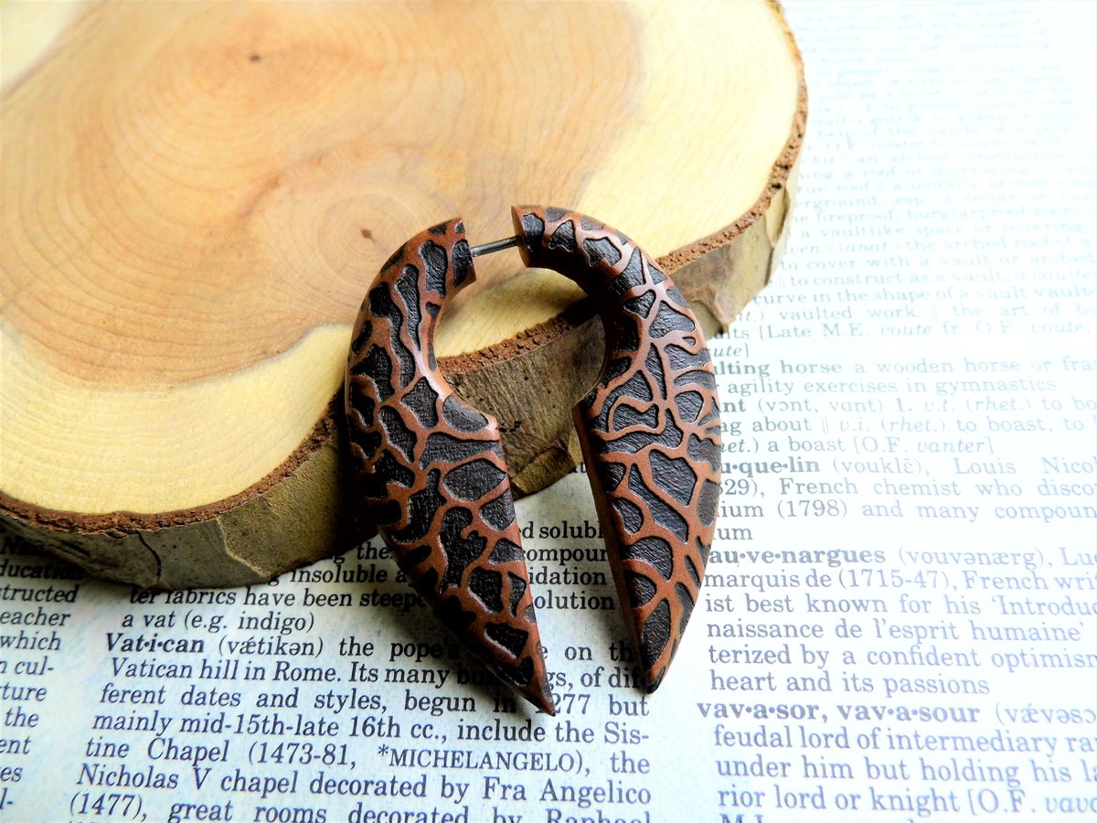 Large wooden clearance earrings